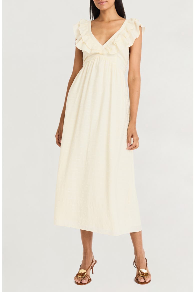 Ruffle Midi Dress, Main, color, IVORY