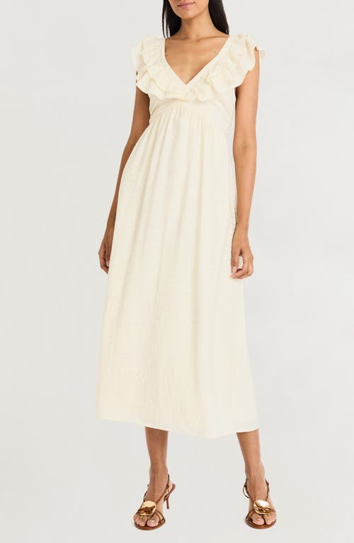 The Good Journey Whimsy Tie Back Woven Dress In Ivory
