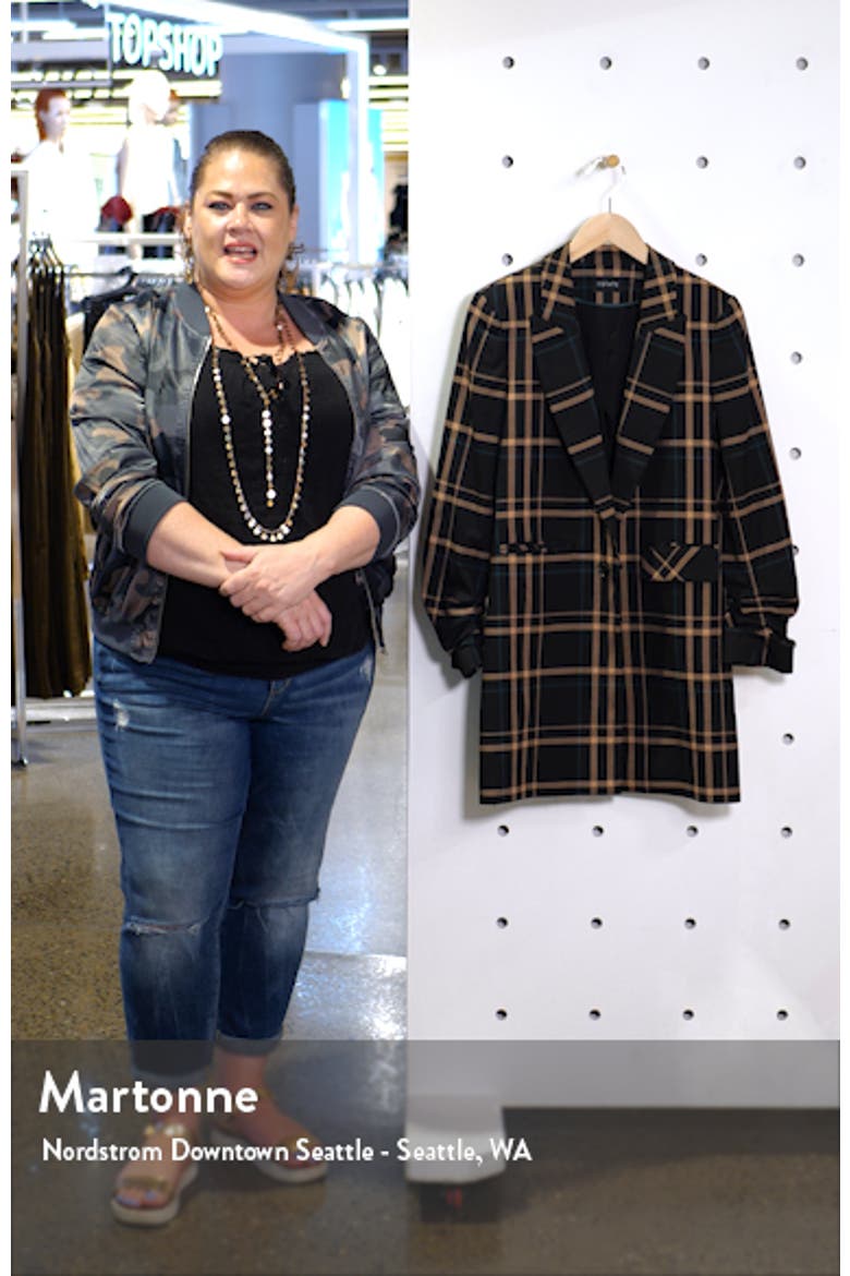 Dynamite Plaid Ruched Sleeve Blazer video