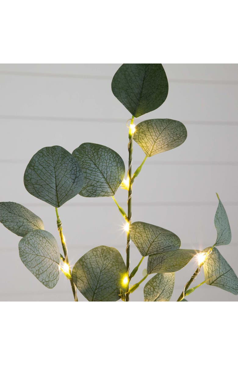 NEARLY NATURAL 2-ft Lighted Artificial Eucalyptus Tree with 60 Warm White LED Lights, Alternate, color, Green