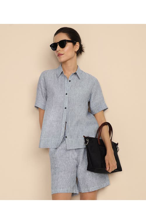 LANDS' END LANDS' END LINEN HIGH RISE PULL ON 7" SHORTS 