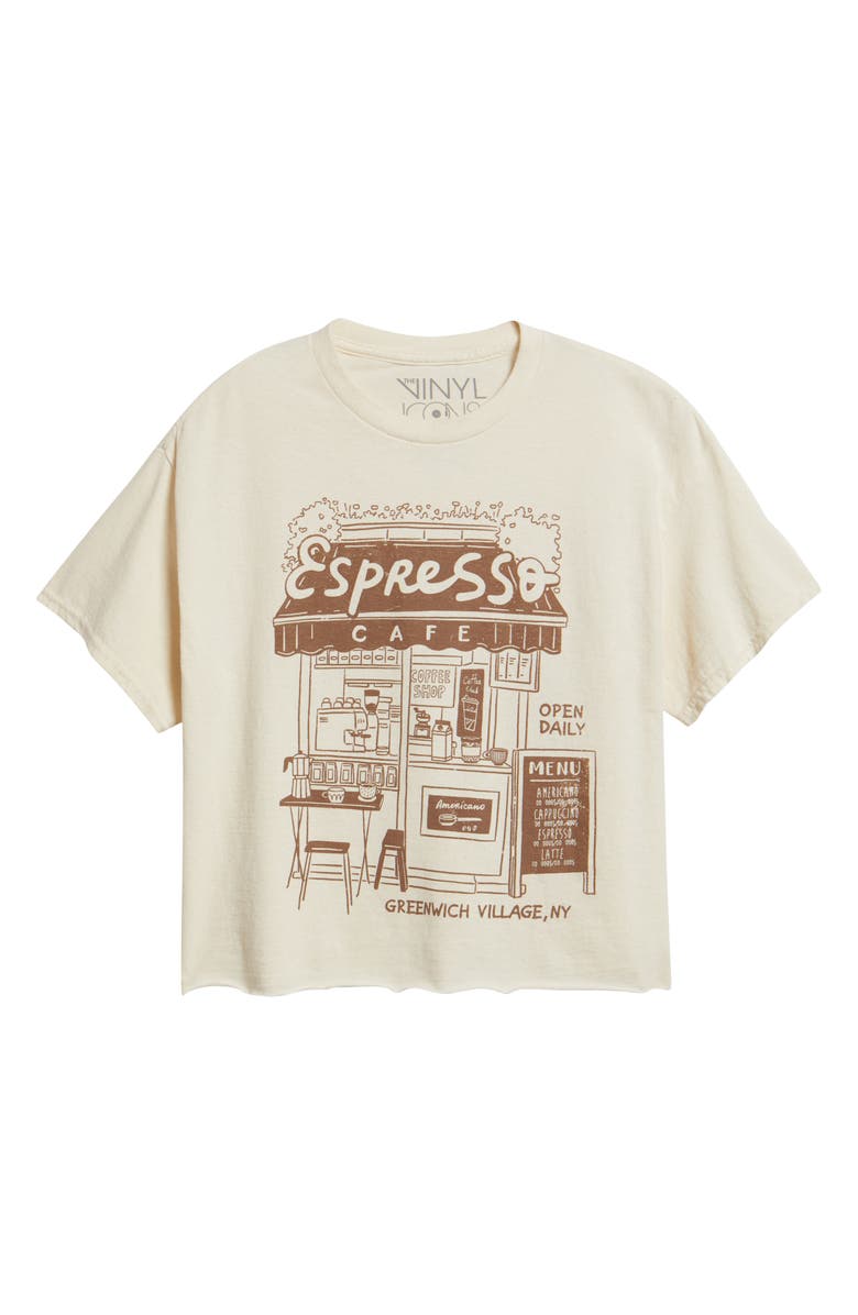 Vinyl Icons Espresso Crop Cotton Graphic T-Shirt, Alternate, color, Marshmallow