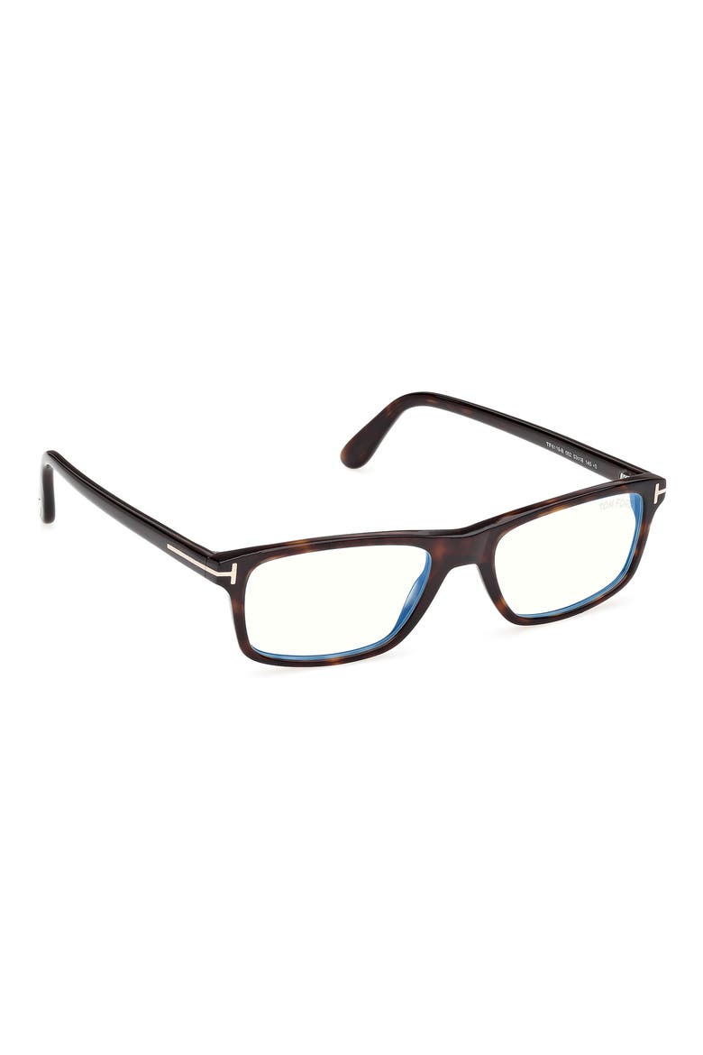 53mm Rectangular Blue Light Blocking Glasses, Alternate, color, CLASSIC DARK HAVANA / T LOGO