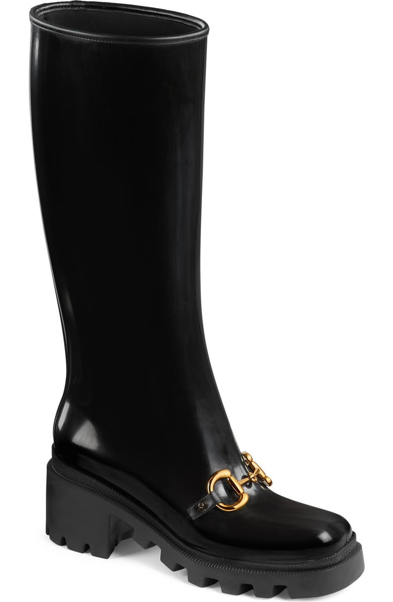 Gucci Trip Lug Knee High Rain Boot, Main, color,