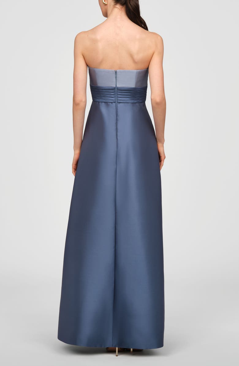 Kay Unger Trina Strapless Two Tone Mikado Walk Thru Gown, Alternate, color, Chambray Multi