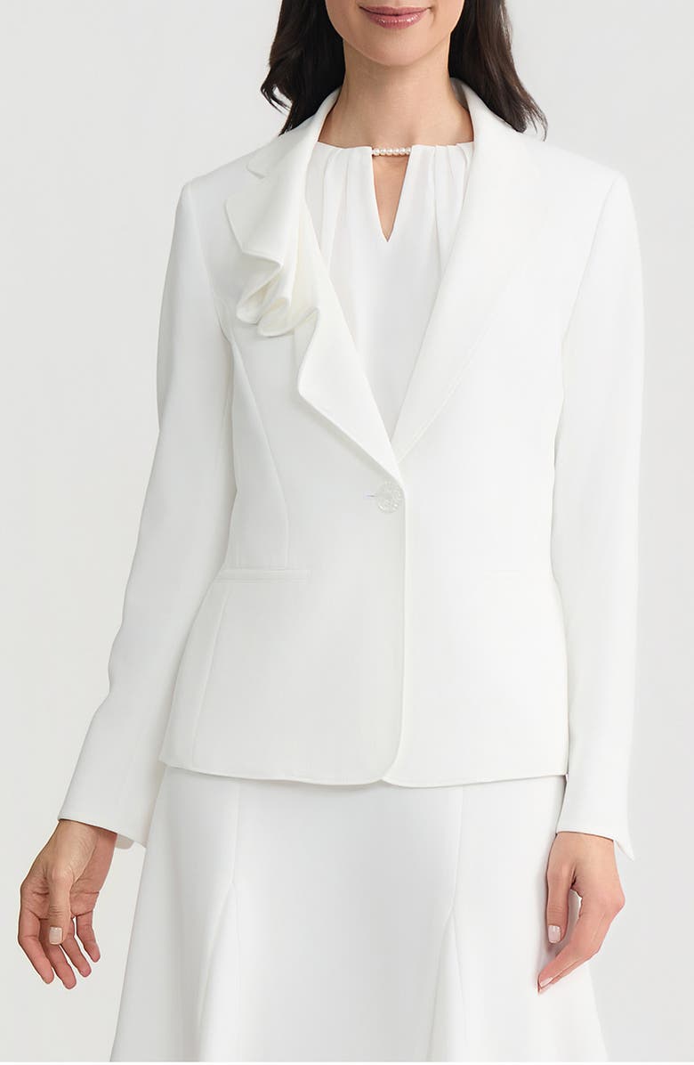 KASPER Ruffle Lapel Jacket, Main, color, Lily White
