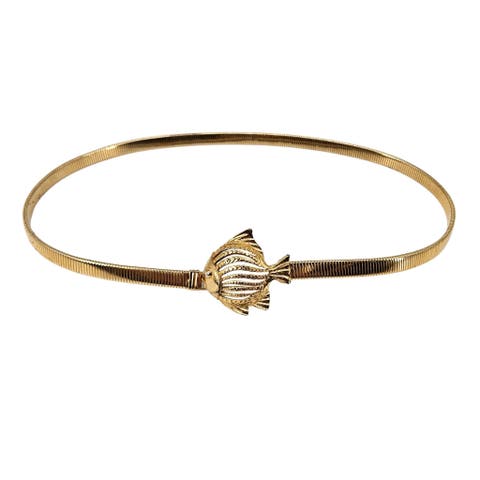 Vintage 1980s Goldtone Stretch Snake Lucky Sea Fish Belt
