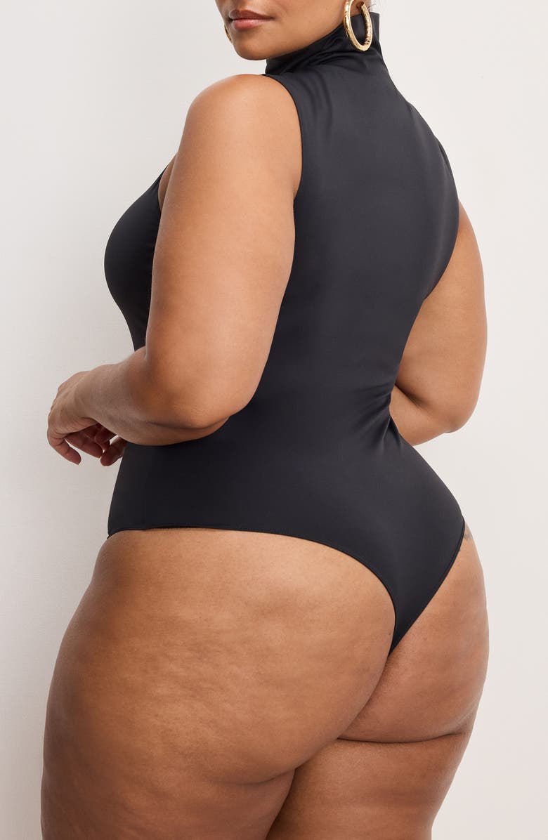 Good American Weightless Mock Neck Bodysuit, Alternate, color, Black001