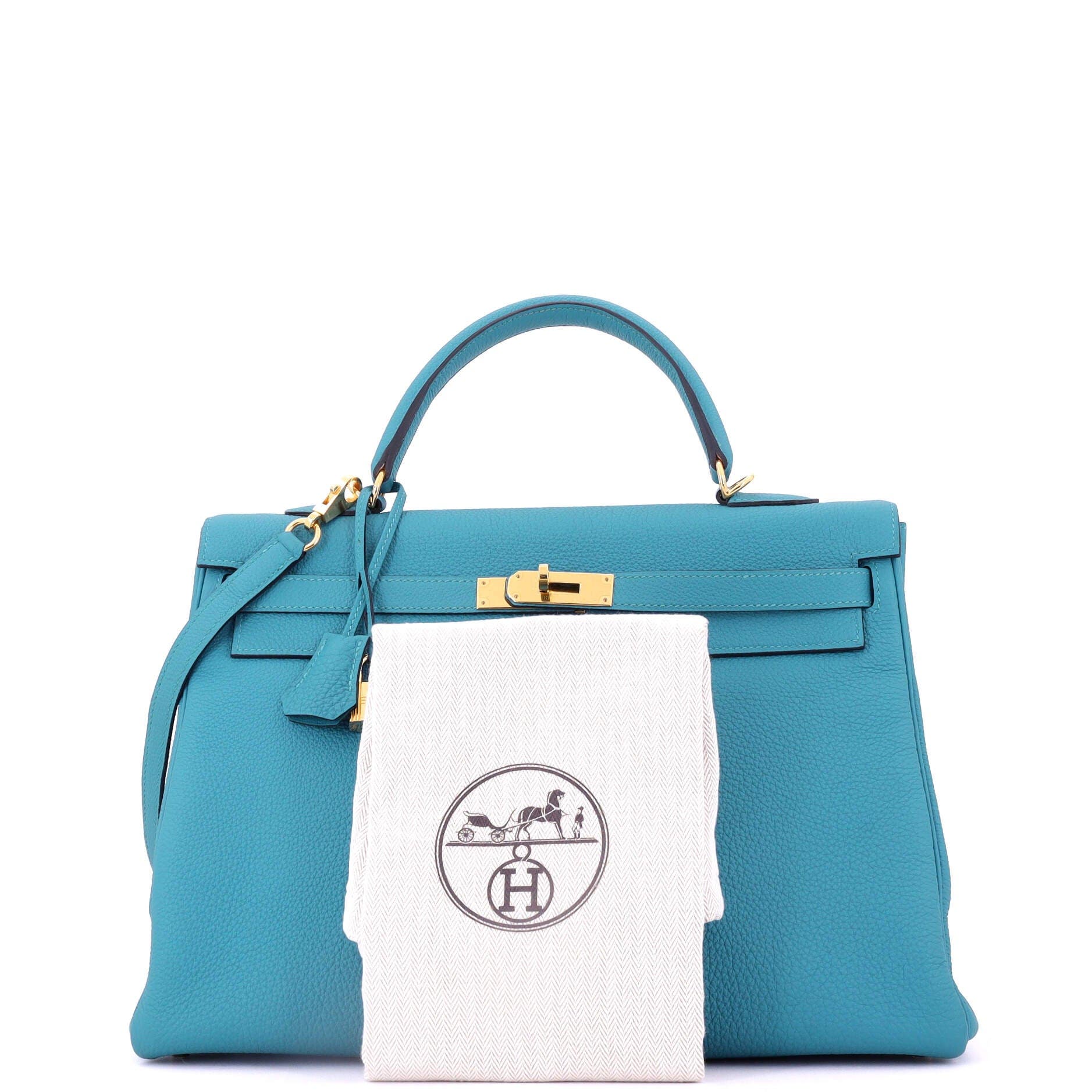 Pre-Owned Hermes Kelly Handbag Blue Togo with Gold Hardware 35, Alternate, color, Turquoise