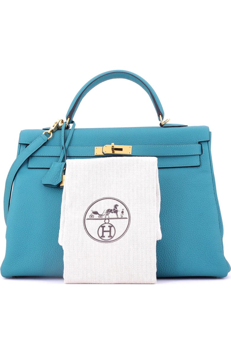 Pre-Owned Hermes Kelly Handbag Blue Togo with Gold Hardware 35, Alternate, color, Turquoise