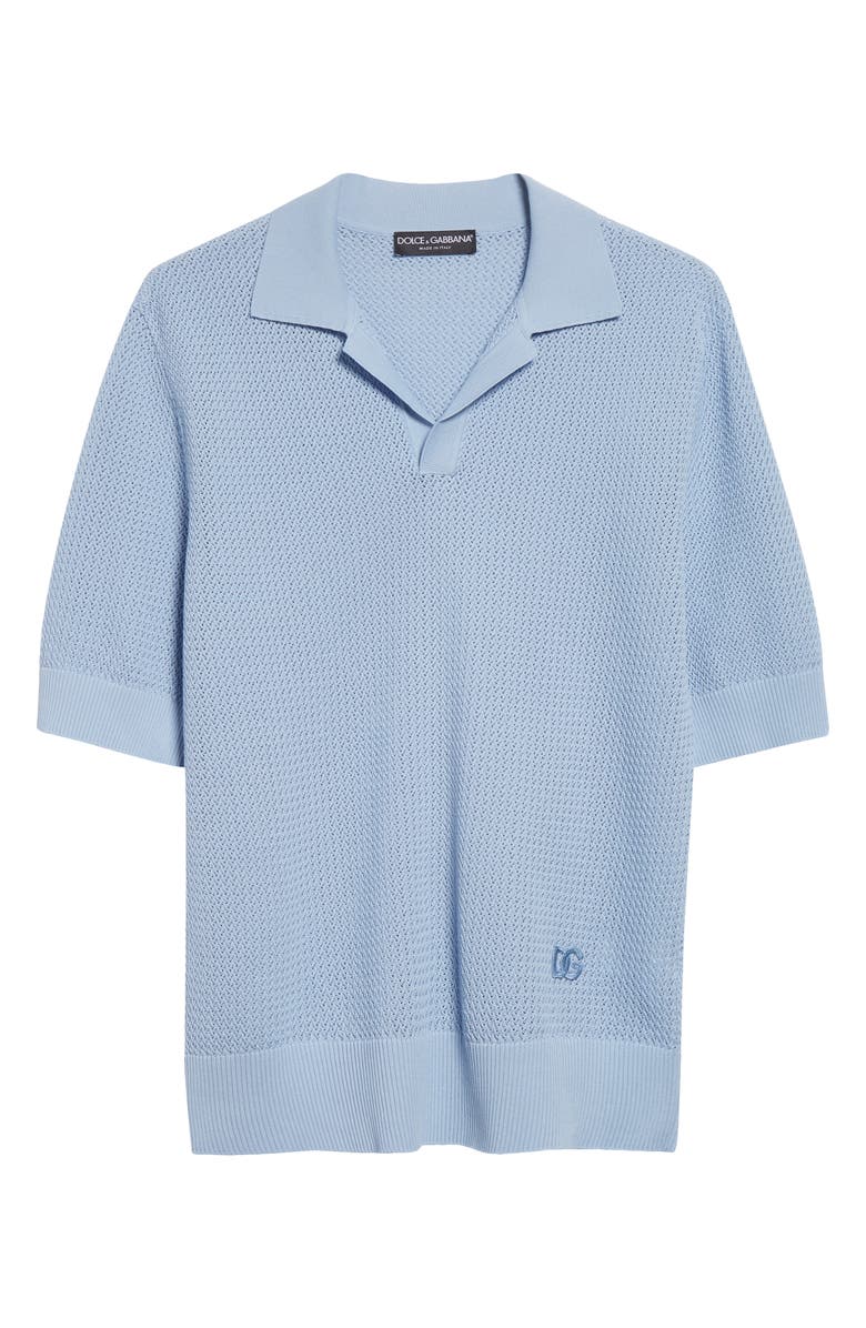 Dolce&Gabbana Microdot Stitch Polo Sweater, Alternate, color, B1932 Celeste Medio