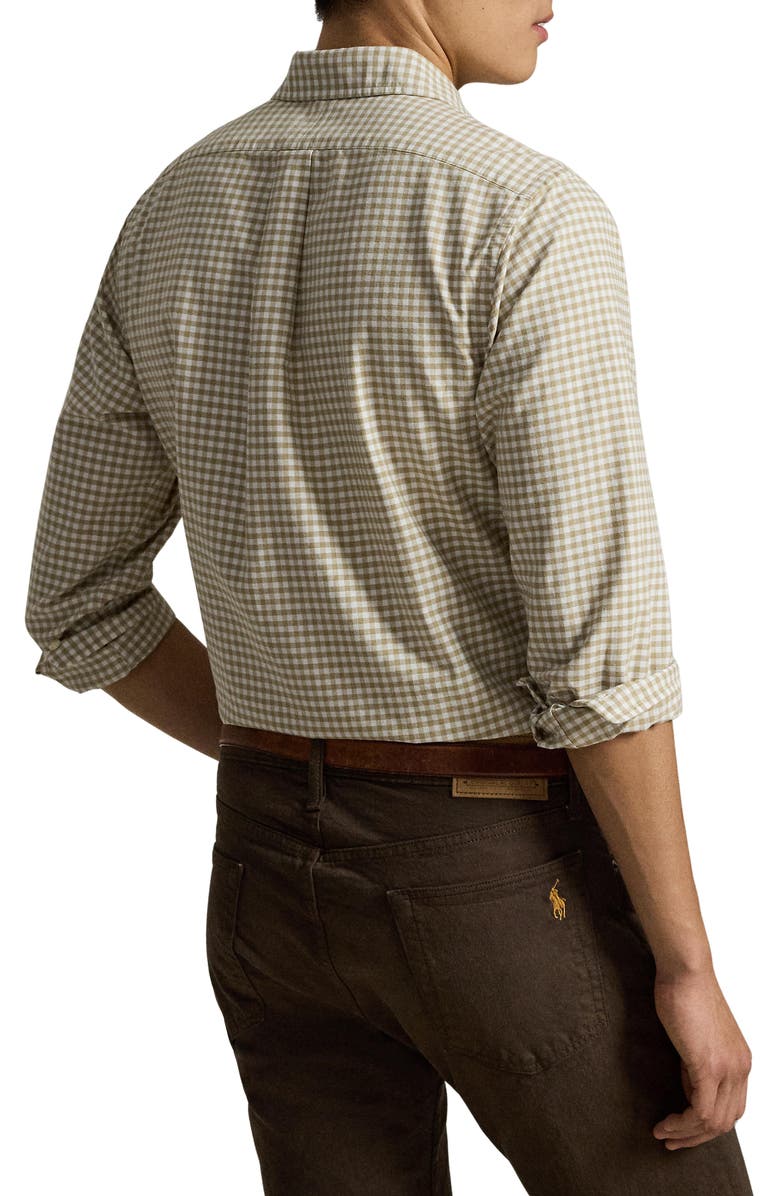Polo Ralph Lauren Classic Fit Gingham Cotton Button-Down Oxford Shirt, Alternate, color, Coastal Beige/ White