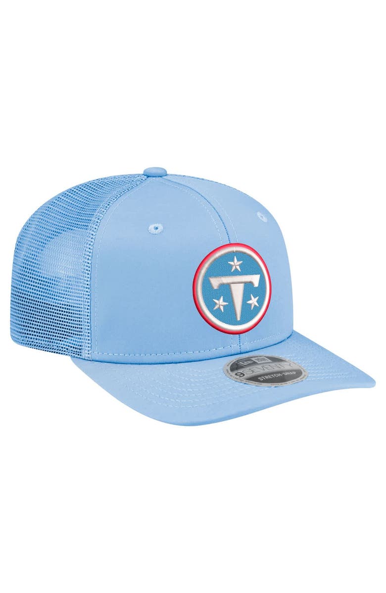 New Era Men's New Era  Light Blue Tennessee Titans Primary Logo 9SEVENTY Trucker Adjustable Hat, Alternate, color, Light Blue