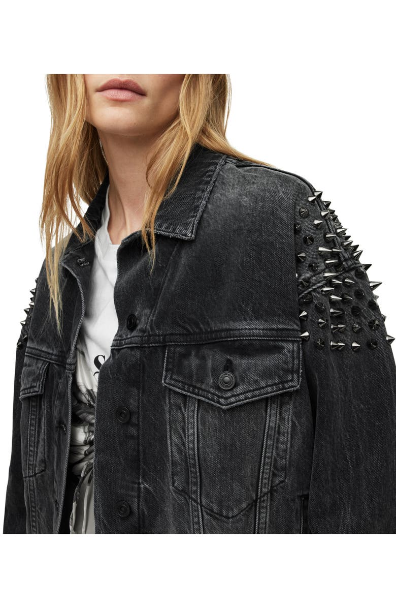 AllSaints Studded Denim Jacket, Alternate, color, 