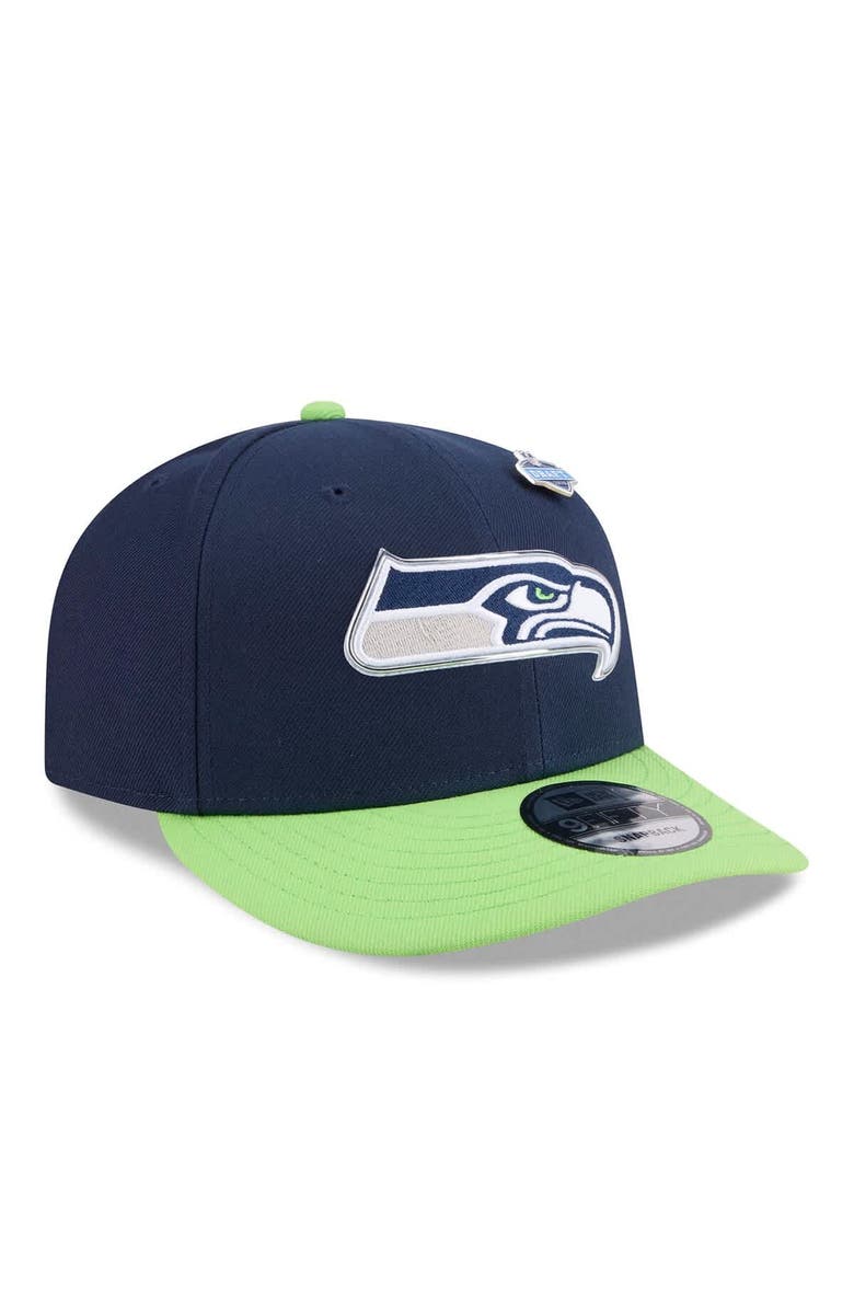 New Era Men's New Era  College Navy/Neon Green Seattle Seahawks 2026 NFL Draft On Stage Pre-Curved 9FIFTY Snapback Hat, Alternate, color, College Navy