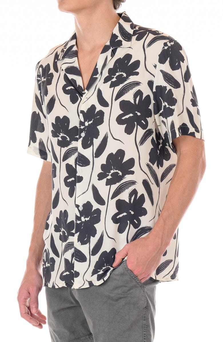 Original Paperbacks Rio Floral Rayon Camp Shirt, Alternate, color, Cloud Charcoal
