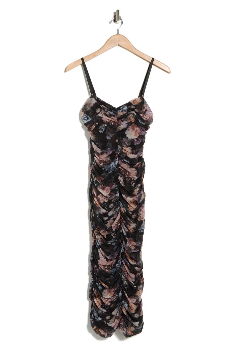 Caprice Midi Dress, Alternate, color, BLACK MULTI VINTAGE OIL FLOWER
