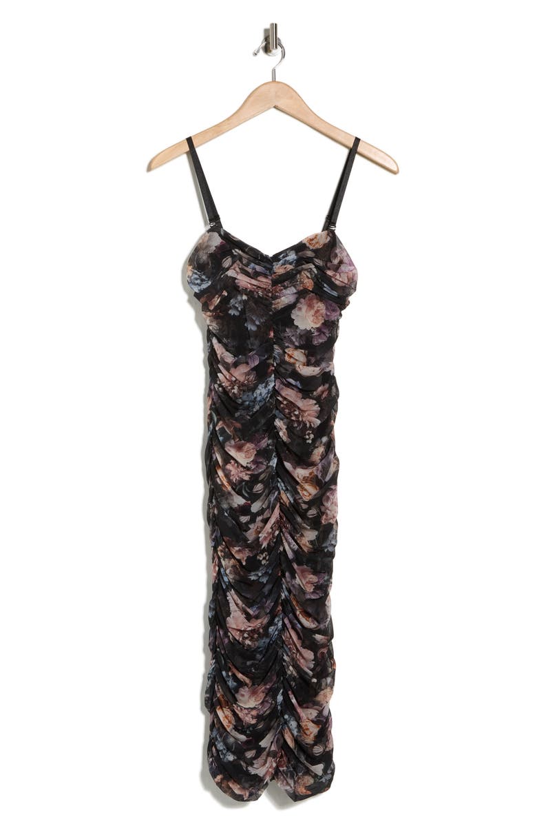 L'AGENCE Caprice Midi Dress, Main, color, Black Multi Vintage Oil Flower