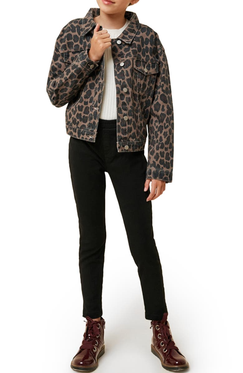 Hayden Girls Kids' Leopard Print Denim Jacket, Alternate, color,