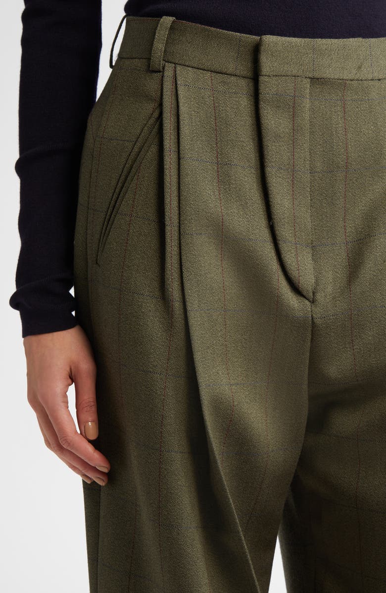 Victoria Beckham Plaid Pleated Wide Leg Trousers, Alternate, color, 