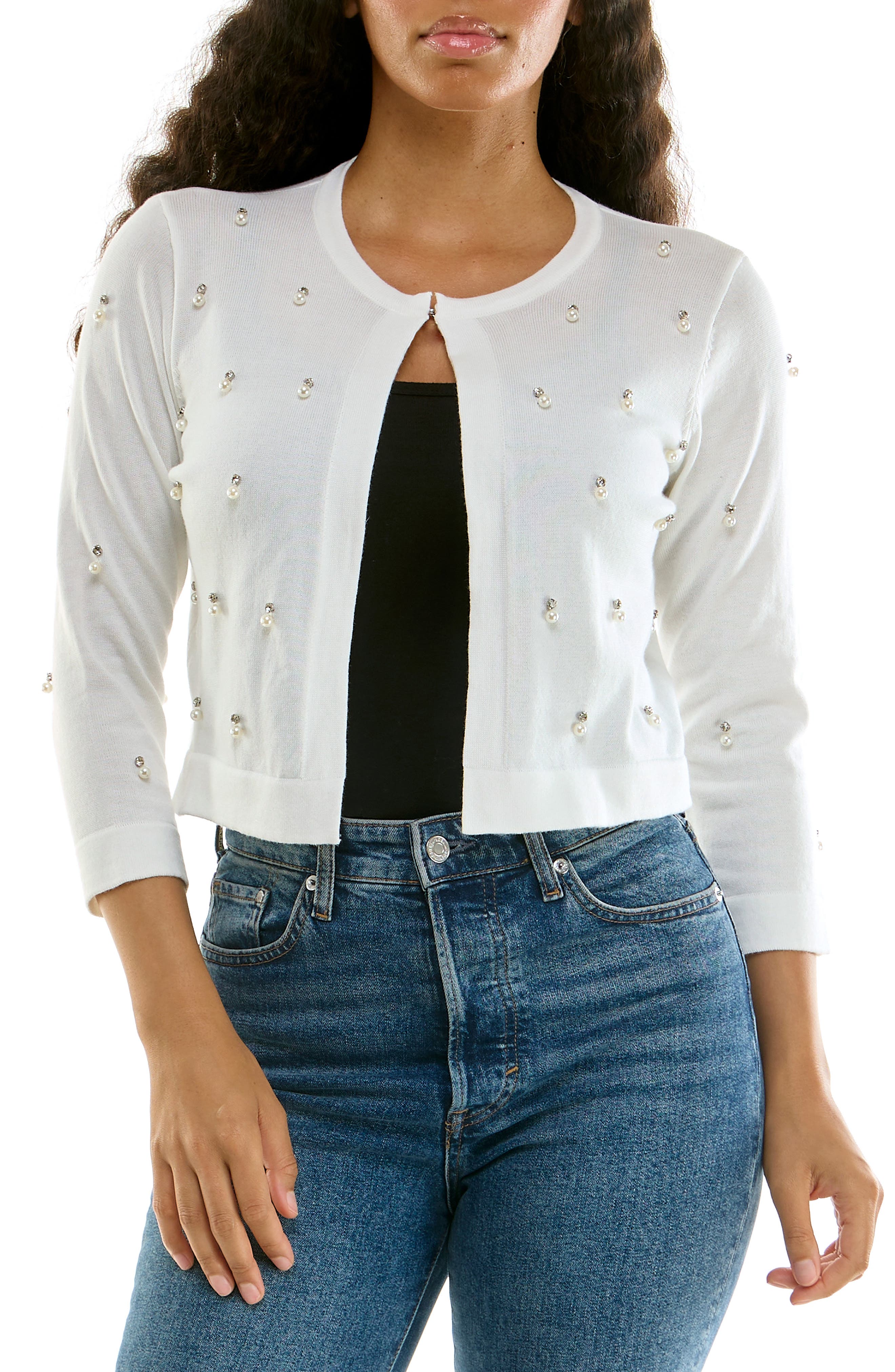 Faux Pearl & Rhinestone Bolero - image 3