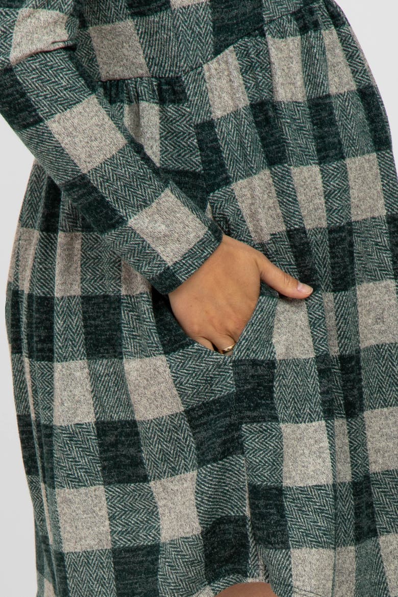 Plaid Knit Dress, Alternate, color, Green