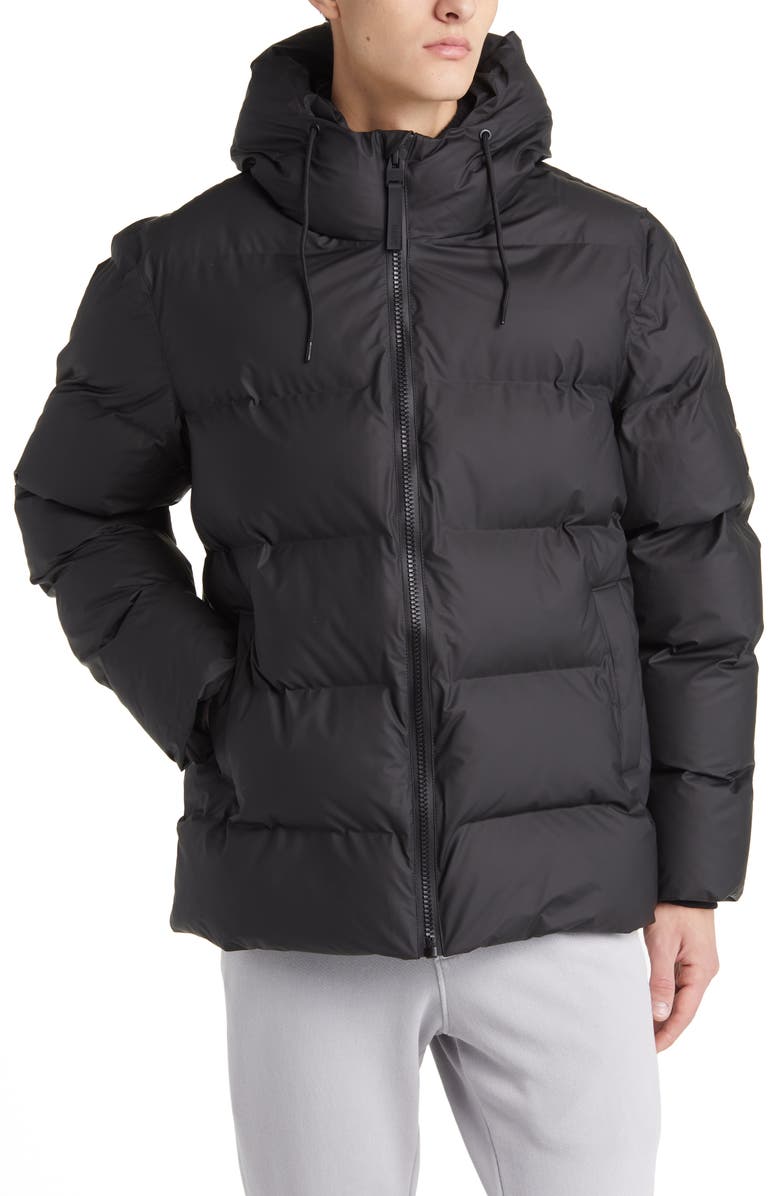 Rains Alta Waterproof Hooded Puffer Jacket, Alternate, color, Black