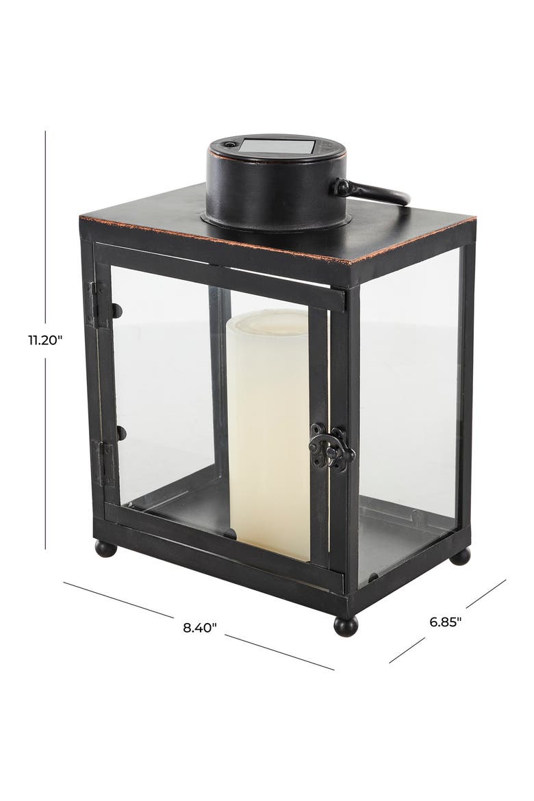 Black Metal Candle Lantern, Alternate, color, BLACK