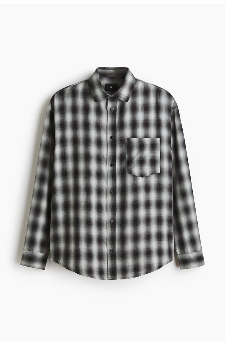 H&M Relaxed Fit Shirt, Main, color, Dark Gray/Checked