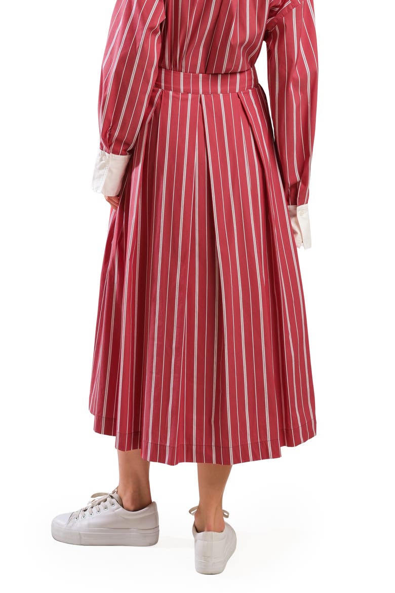 Striped Midi Skirt, Alternate, color, RED