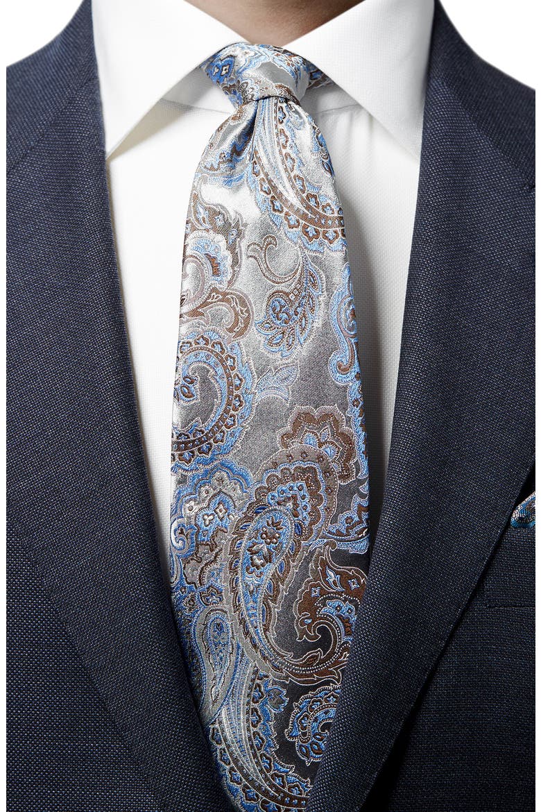 Paisley Silk Tie, Alternate, color, GREY