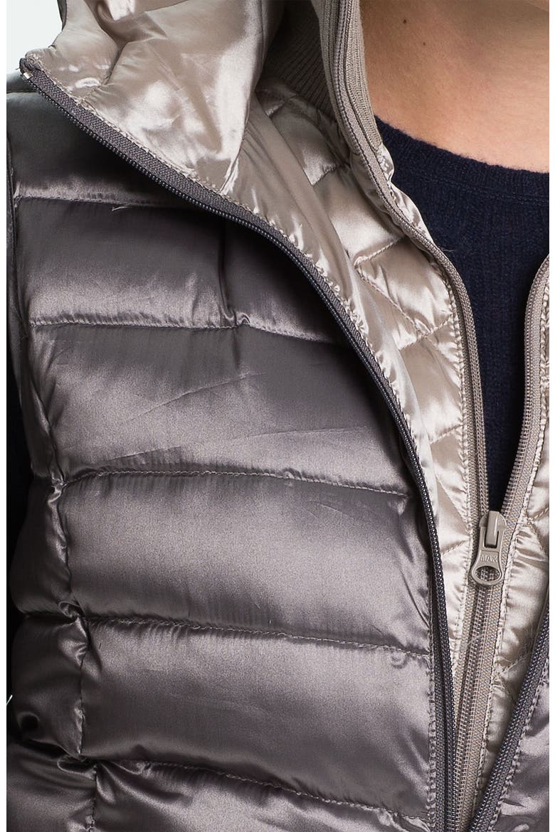 Hooded Iridescent Down Vest, Alternate, color, GUNMETAL/ ROSY STEEL