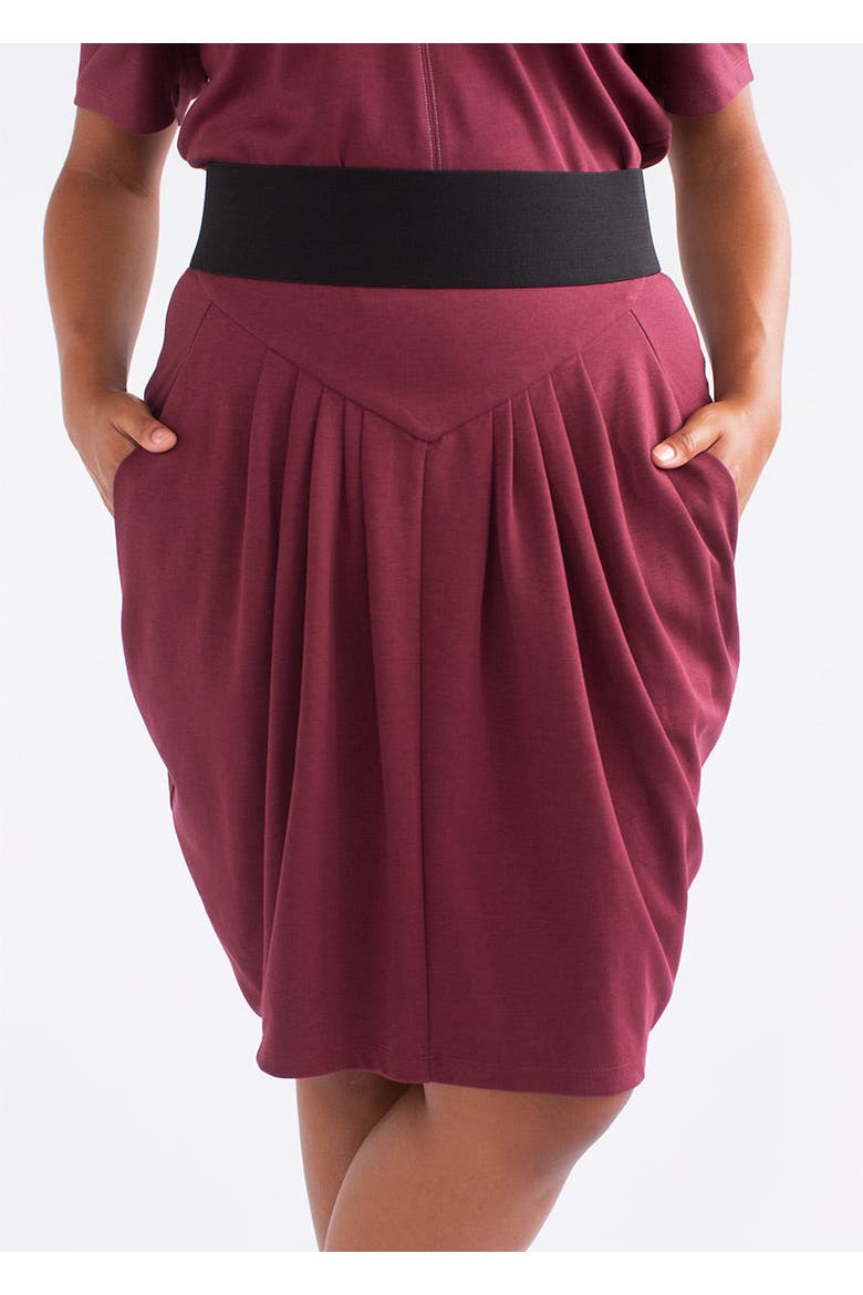CoolROSE Luxe Knit Pleated Skirt Plus Size, Main, color, Bordeaux