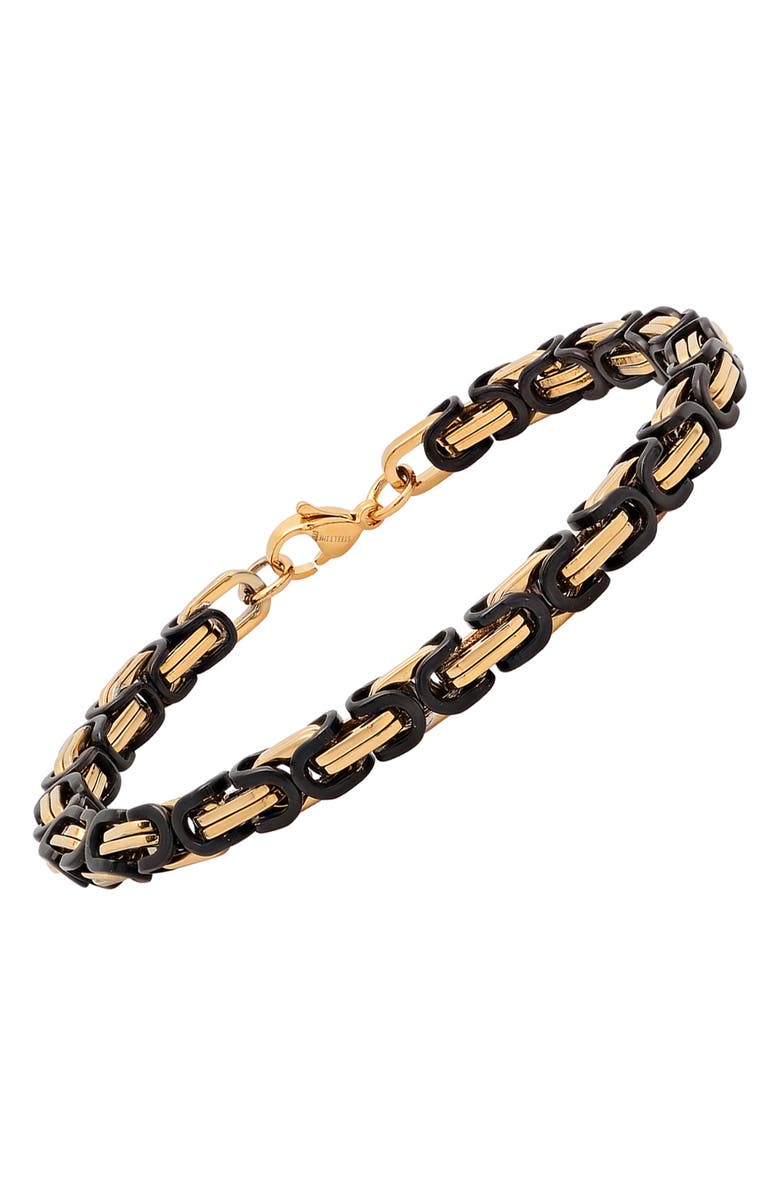 HMY JEWELRY Men's Two-Tone Byzantine Chain Bracelet, Alternate, color, Two Tone