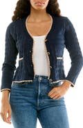 Nina Leonard Scallop Trim Cardigan Sweater