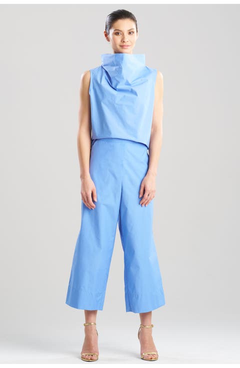 Techno Poplin Cropped Pants With Embroidery