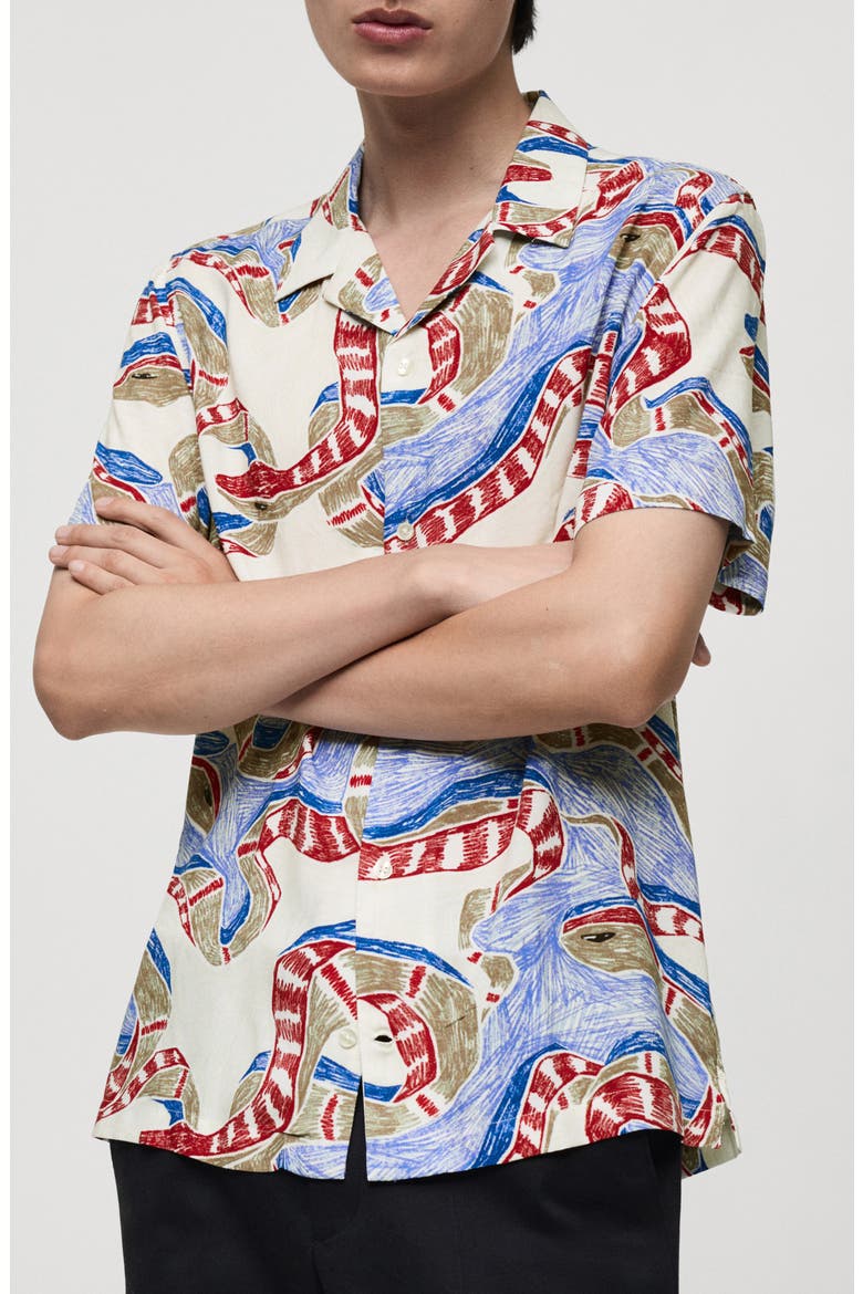 Regular Fit Print Camp Shirt, Main, color, RED