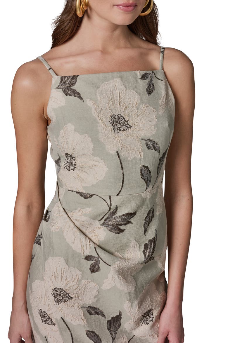 Metallic Floral Jacquard Sheath Dress, Alternate, color, AGAVE MULTI