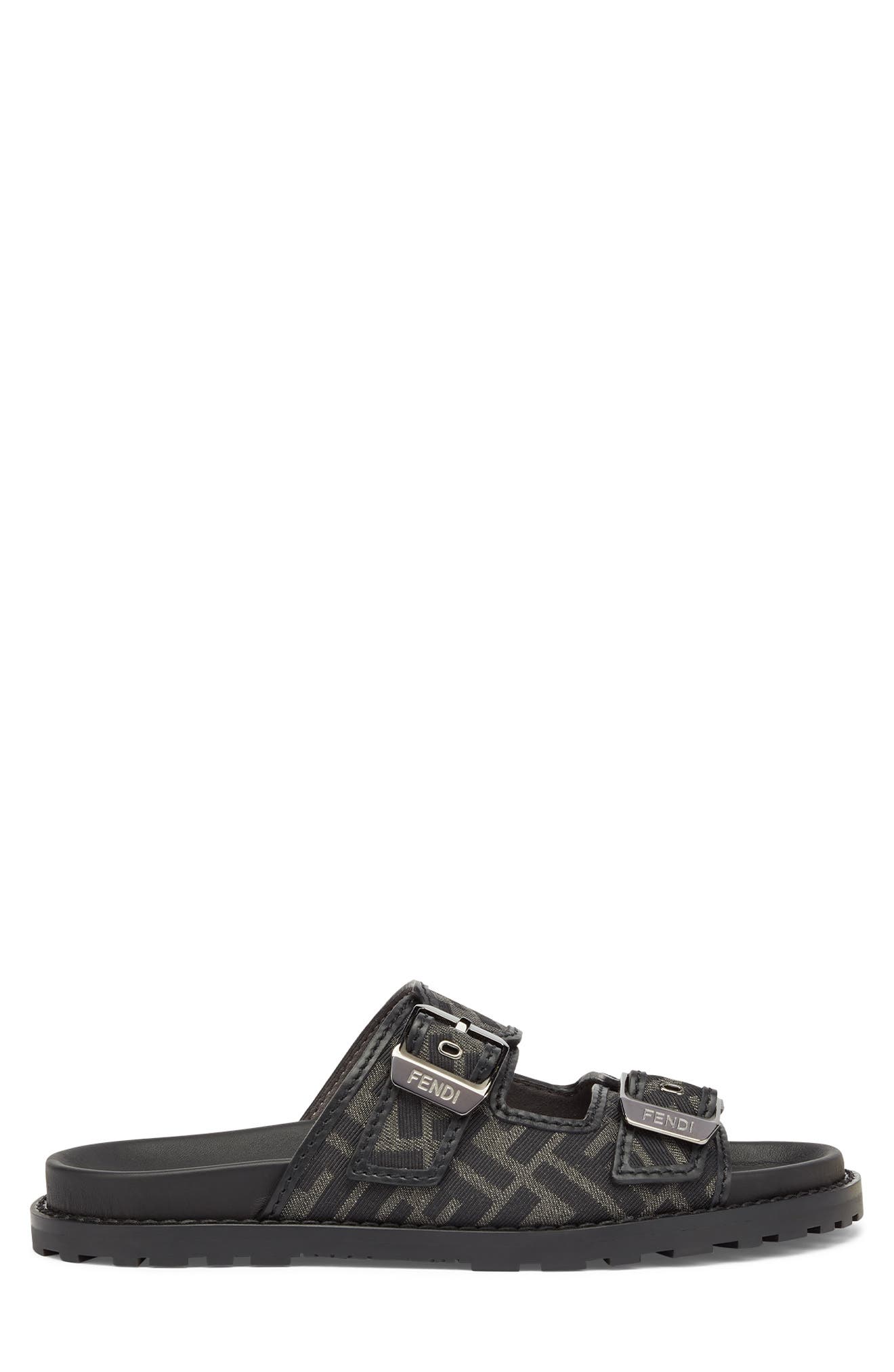 Fendi Feel FF Jacquard Slide Sandal, Alternate, color, 