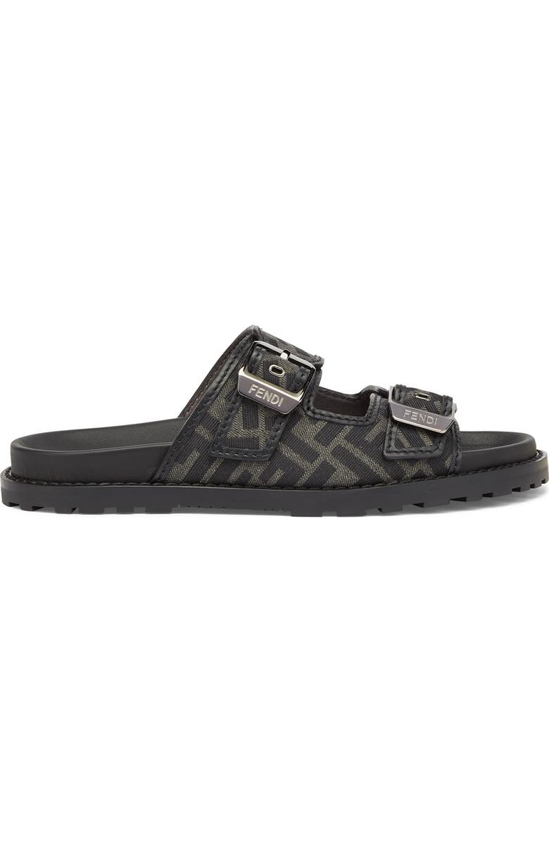 Fendi Feel FF Jacquard Slide Sandal, Alternate, color,