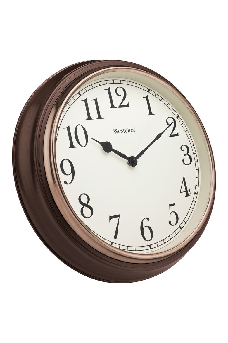 15.5-Inch Woodgrain Wall Clock, Alternate, color, BROWN