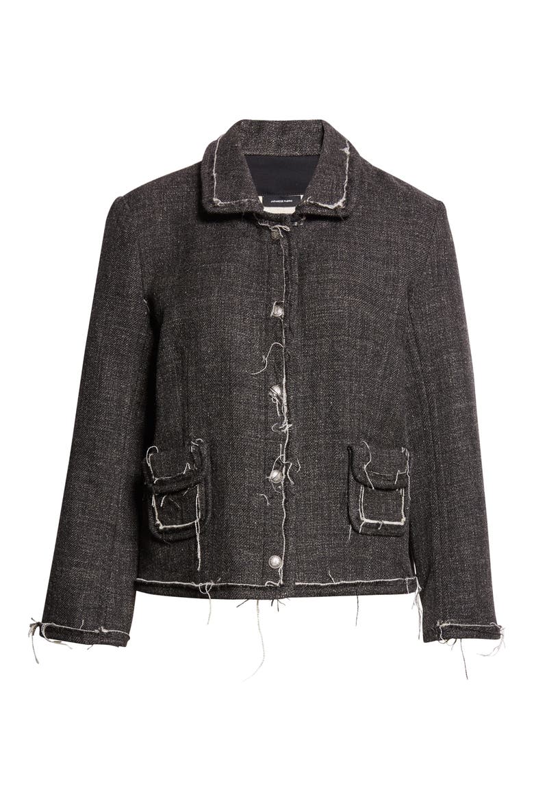 Virgin Wool & Linen Boxy Jacket, Alternate, color, DARK GREY