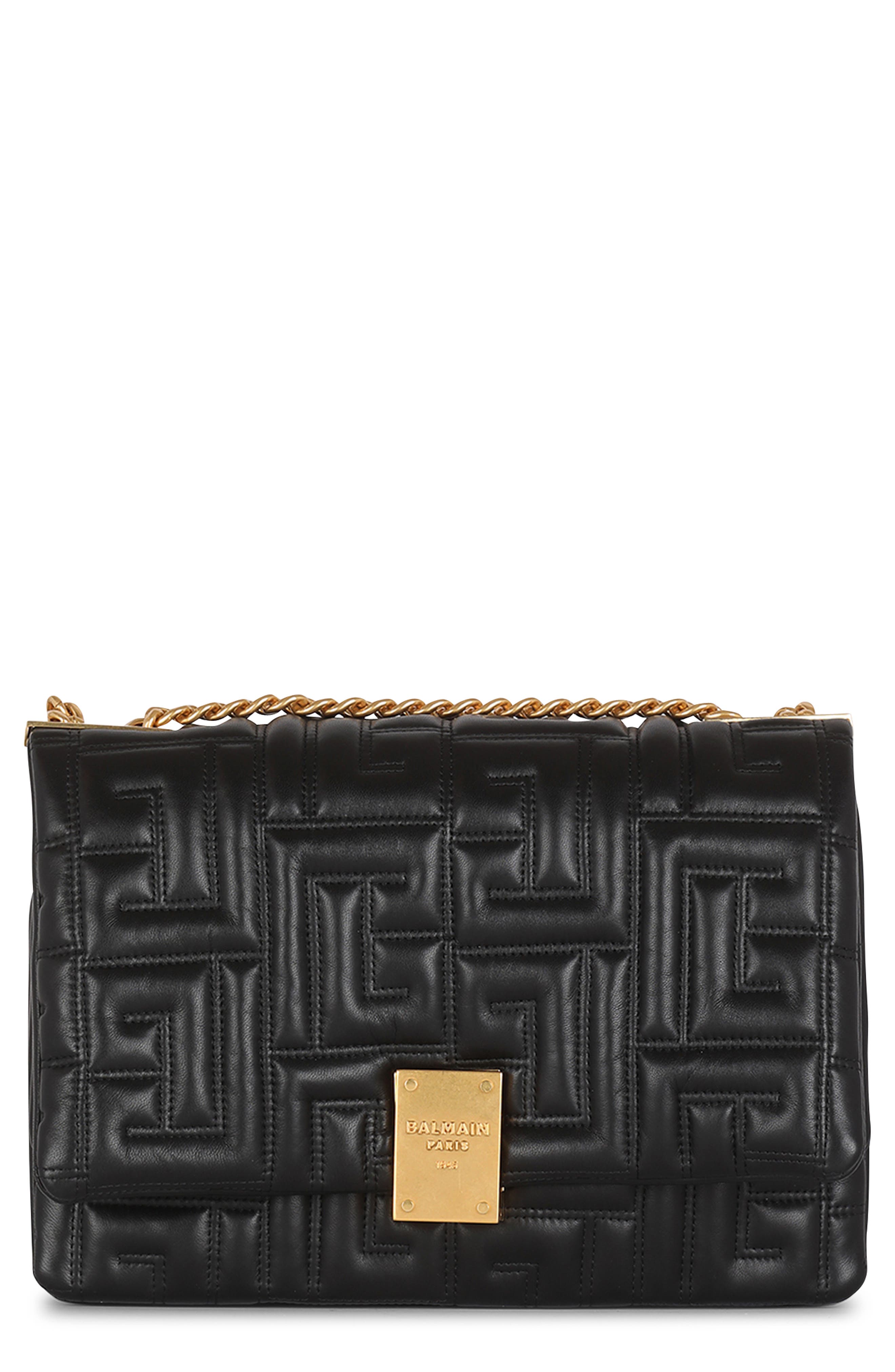 Balmain Small 1945 Soft Monogram Quilted Lambskin Crossbody Bag, Main, color, 