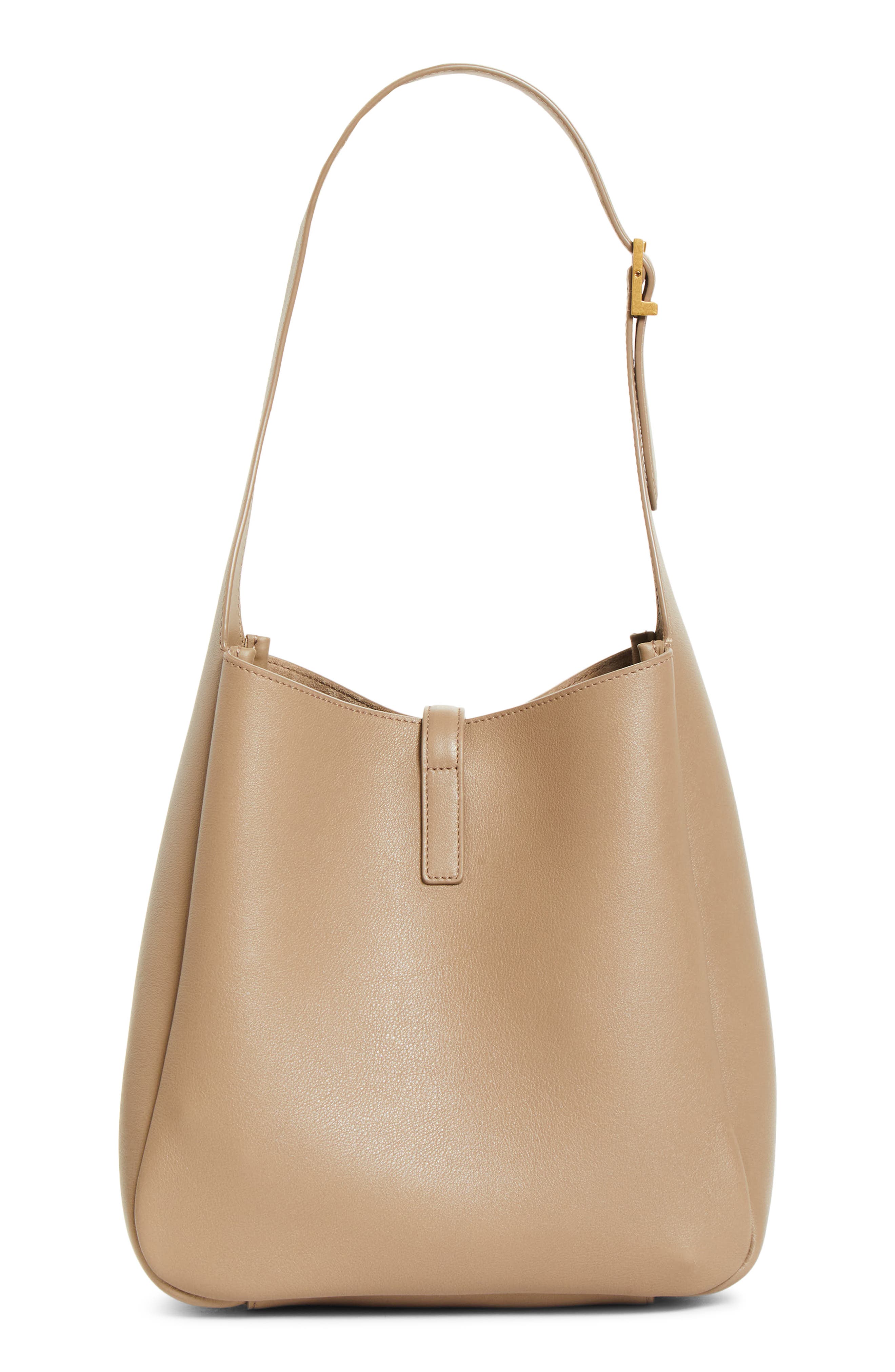 Saint Laurent Small Le 5 à 7 Leather Hobo Bag, Alternate, color, Light Cumin