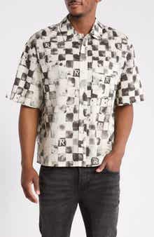 Poolside Check Short Sleeve Cotton & Linen Button-Up Shirt