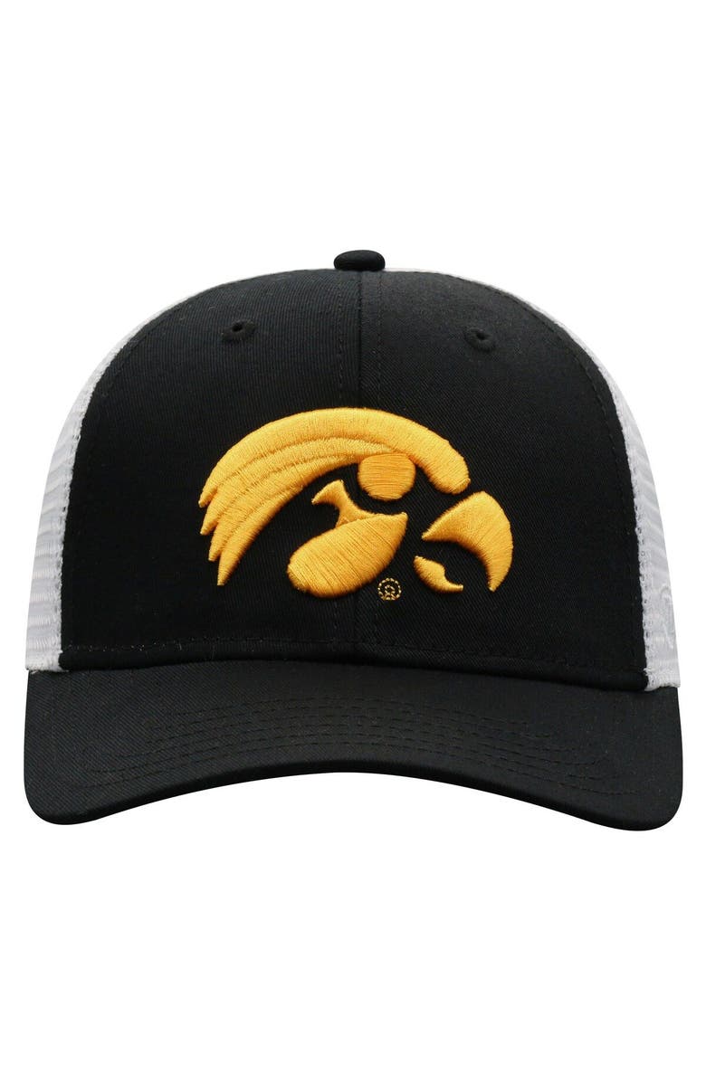 TOP OF THE WORLD Men's Top of the World Black/White Iowa Hawkeyes Trucker Snapback Hat, Alternate, color, Black