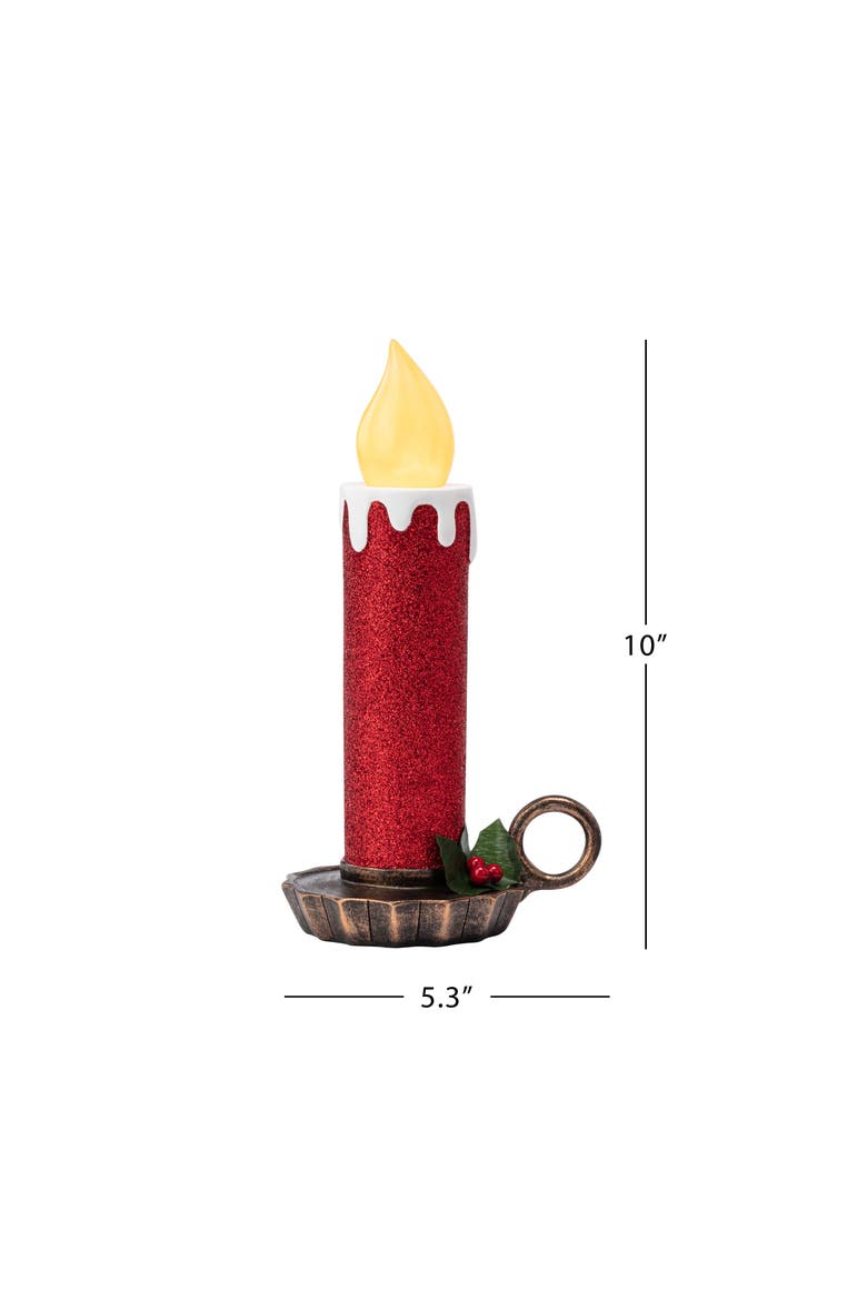 10 in. Set of 2 Flickering LED Striped Candles, Alternate, color, Red