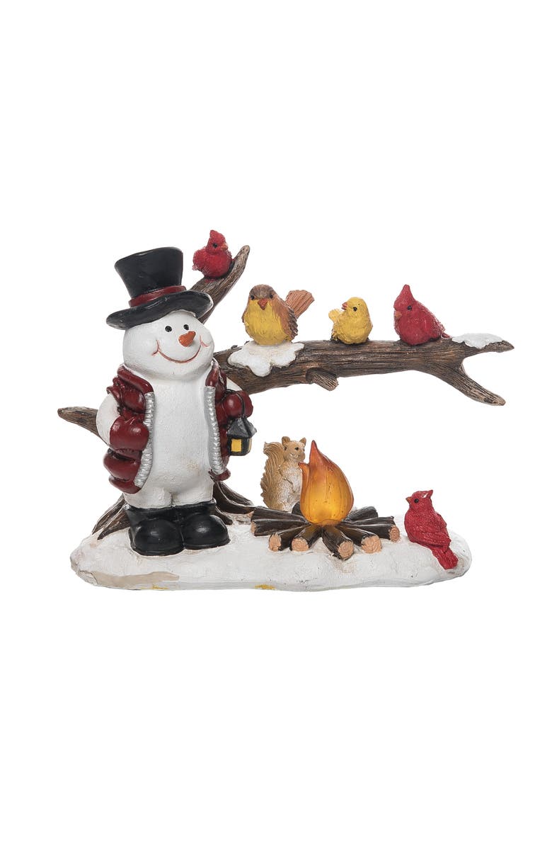 Transpac Multicolor Christmas Snowman and Birds Light Up Figurine, Main, color, Multi