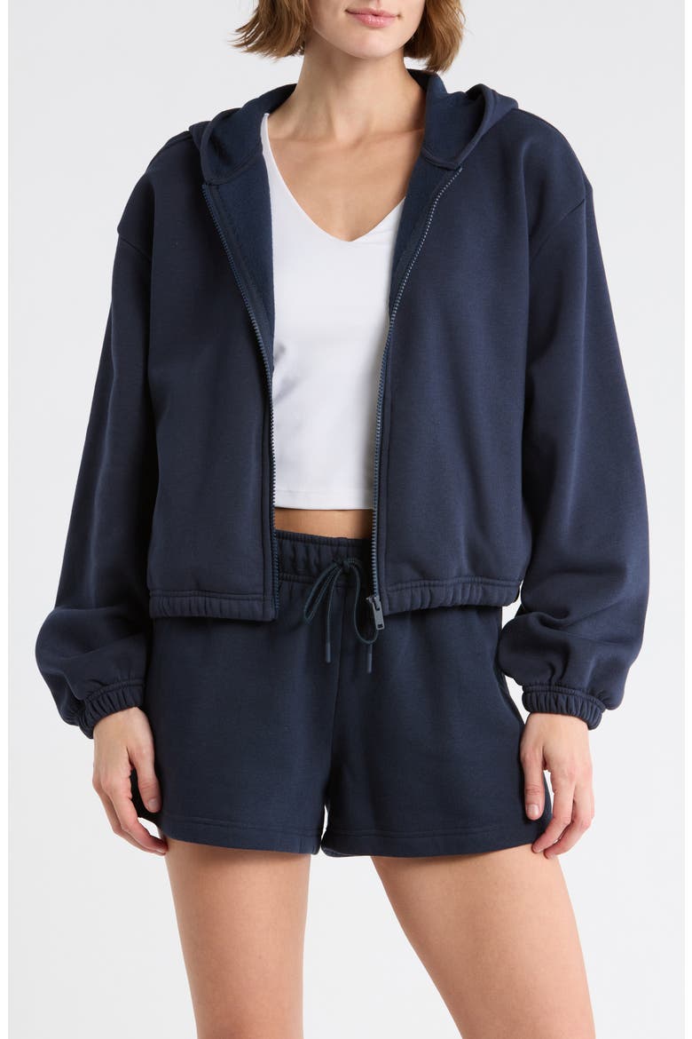 Feather Fleece Zip Hoodie, Main, color, NAVY SAPPHIRE