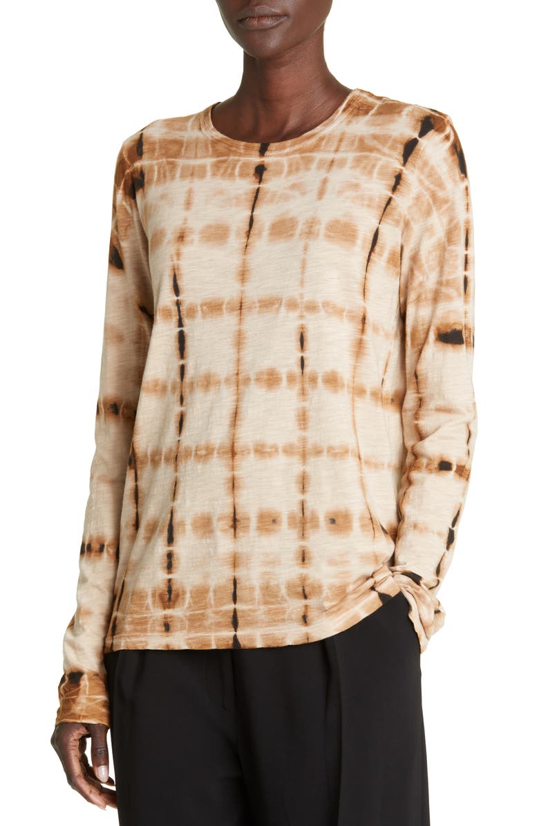 Proenza Schouler Tie Dye Long Sleeve Cotton Shirt, Alternate, color, Brown Multi